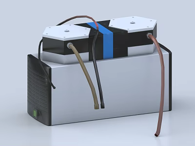 Industrial Equipment With Black White Blue Components And Colored Connecting Cables 3d model