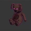 Brown Puppy Plush Toy With Big Ears Round Eyes And Sitting Position On Shiny Surface
