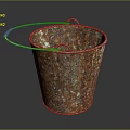 Rusted Metal Bucket With Textured Surface And Metal Handle On Dark Background 3d model
