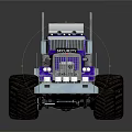 Purple Heavy Duty Truck Model Featuring Big Tires And Unique Design