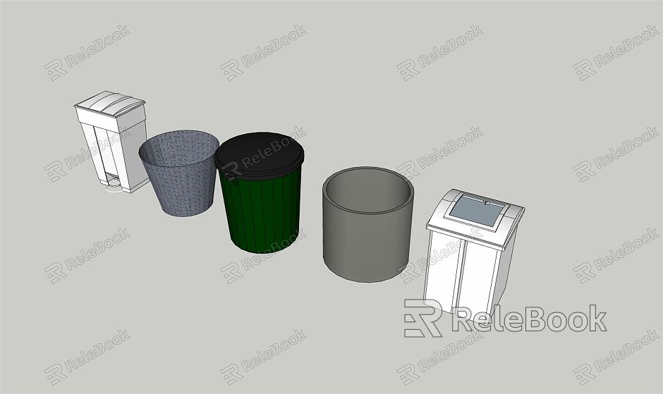 Modern trash can garbage sorting station garbage bin garbage room sorting bin model