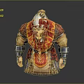 White Haired Game Movie Character With Long Beard Red Traditional Robe And Armor Details