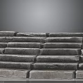 Gray Textured Stone Bricks Stacked In Curved Arrangement On Black Background
