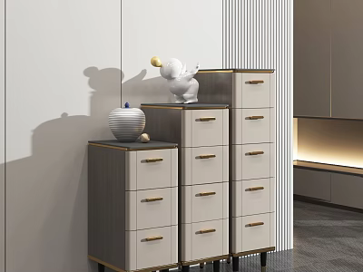 Modern Wooden Chest of Drawers with Multiple Storage Drawers and Metal Handles in Elegant Interior 3d model