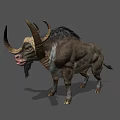 Realistic Mythical Bison With Large Curved Horns Shaggy Fur And Muscular Body