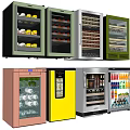 Modern Various Colored Glass Door Fridge Freezers Storing Beverages and Bottles