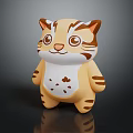 Cute Cartoon Style Cat Sculpture With Brown White Stripes And Adorable Decorative Design