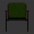 Green Single Seater Sofa with Red and Metal Frame Padded Seat Design
