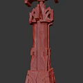 Intricately Carved Stone Architectural Column With Decorative Patterns And Detailed Design