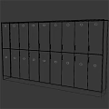 Brown Wooden Storage Lockers With Multiple Compartments And Metal Handles