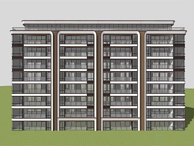 Modern Multi storey Residential Building With Glass Windows Balconies And Exterior Design 3d model