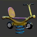 Colorful Kid's Rocking Ride With Yellow Frame Pink Backrest Purple Seat And Spring Base