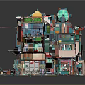 Vibrant Cartoon Scene With Colorful Multi story Buildings Balconies And Green Plants