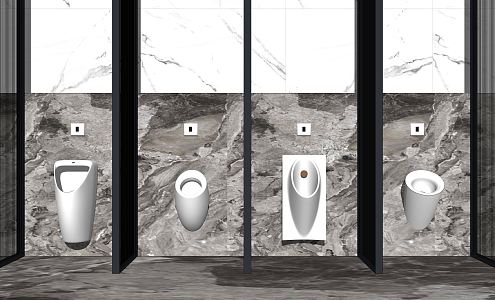 Modern urinal public urinal combination 3d model