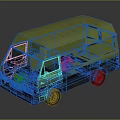Green Box Style Van With Rusty Body And Front Windows Design 3d model