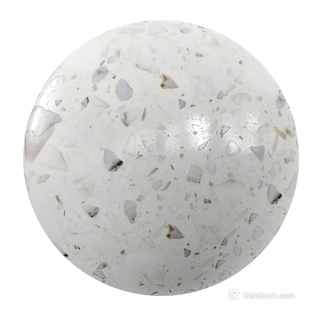White Spherical Terrazzo Like Component With Colorful Shell Chips On Surface 3d model