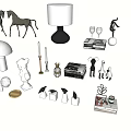Stylish Decorative Ornament Collection With Horses Lamp Sculpture Wine Glasses And Home Figurines