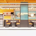 DM CHICKEN Restaurant Bright Yellow Facade With Glass Windows And Neon Signage