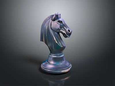 Horse Head Shaped Decorative Furniture With Metallic Finish And Circular Base 3d model