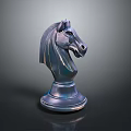 Horse Head Shaped Decorative Furniture With Metallic Finish And Circular Base