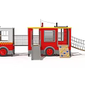 Red White Fire Truck Themed Children's Playground Structure With Climbing Frame And Stairs