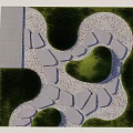 Garden Stepping Stones Path Design With Grass Patches And Gravel Surroundings