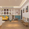 Colorful Children's Photography Mall Store With Cartoon Decor Wooden Flooring And Kids Seats