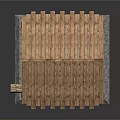 Traditional Wooden Shed Structure With Sloped Roof Wooden Pillars And Firewood Stack On Stone Base