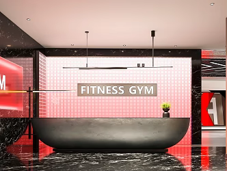 Modern gym front desk 3d model