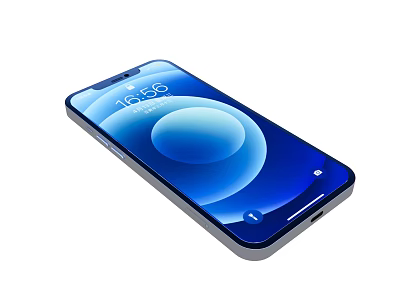 Modern Sleek Smartphone With Blue Screen Display And Digital Clock Interface Design 3d model