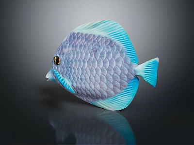 Vibrant Purple And Blue Disc Fish With Iridescent Scales And Orange Eye On Dark Background 3d model