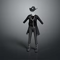 Western Style Men's Outfit With Black Hat Long Coat Vest And Boots