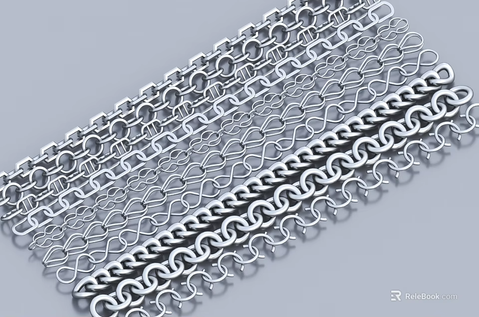 Decorative Metal Wall Decor With Various Chain And Mesh Patterns For Homes 3d model 
