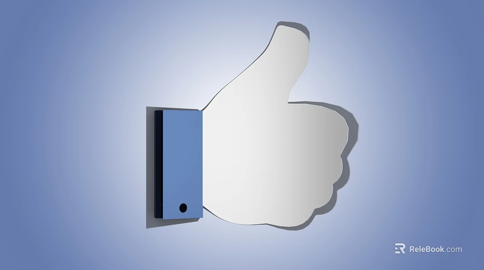Modern Stylish Thumbs Up Icon Wall Decor On Blue Background 3d model 