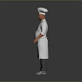 Man Chef Standing Wearing White Chef Uniform And Chef Hat 3d model