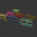 Vintage Train Car Models With Wooden Structure And Gold Decorative Details