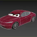 Red Cartoon Car With Big Expressive Eyes And Sleek Animated Design