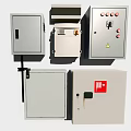 Metal Electrical Control Boxes With Buttons Indicator Lights And Warning Signs 3d model