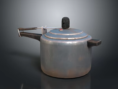 Silver Desktop Computer Case With Black Handle And Cover Design 3d model