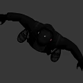 Man In Black Tactical Outfit With Hoodie Goggles And Open Arms Standing Pose