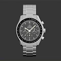 Luxury Silver Watch with Stainless Steel Strap Dark Chronograph Dial Modern Design