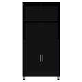 Modern Black Storage Cabinet With Open Shelves And Closed Doors For Home Storage