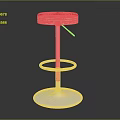 Modern Bar Stool with Red Padded Seat and Silver Metal Frame
