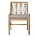 Modern Accent Chair With Rattan Weave Backrest Wooden Frame And Padded Seat For Comfort