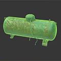 Rusted Blue Metal Gas Tank With Support Legs And Vintage Design