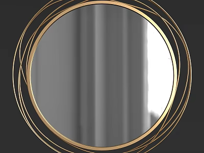 Circular Decorative Mirror With Gold Frame And Multiple Circular Rings For Modern Interior 3d model
