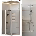 Modern Shower Sauna Design With Glass Door Tiled Walls Control Panel And Handheld Shower