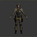 Game Film Character 3D Model With Tactical Helmet Long Sleeve Armor Gloves And Utility Pants