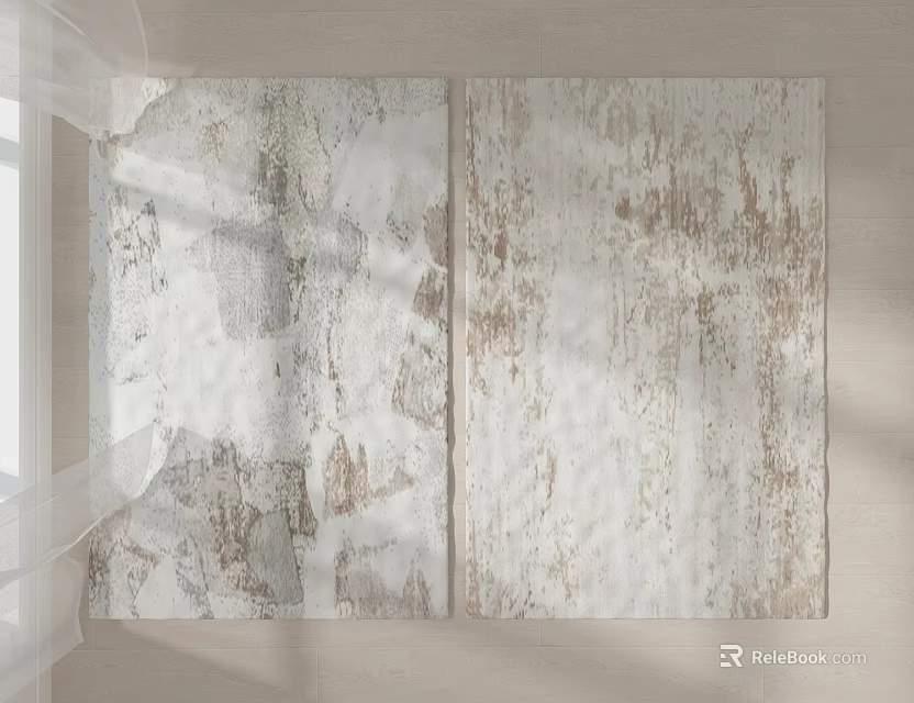 Square Carpet With Distressed White And Beige Wood Like Texture Design 3d model 