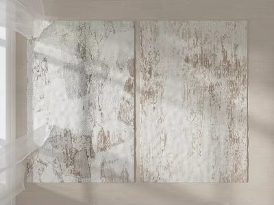 Square Carpet With Distressed White And Beige Wood Like Texture Design 3d model